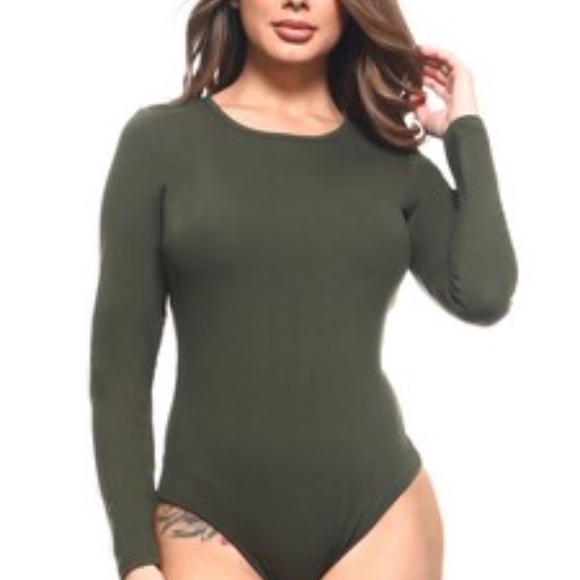 Lady's Long Sleeve Open Back Bodysuit (BS1009_DOL) - Picture 3 of 5